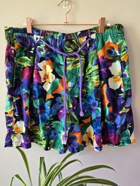 ​🎨 Retro Tropical Vibes! Vintage BOOM Floral Shorts sz small
